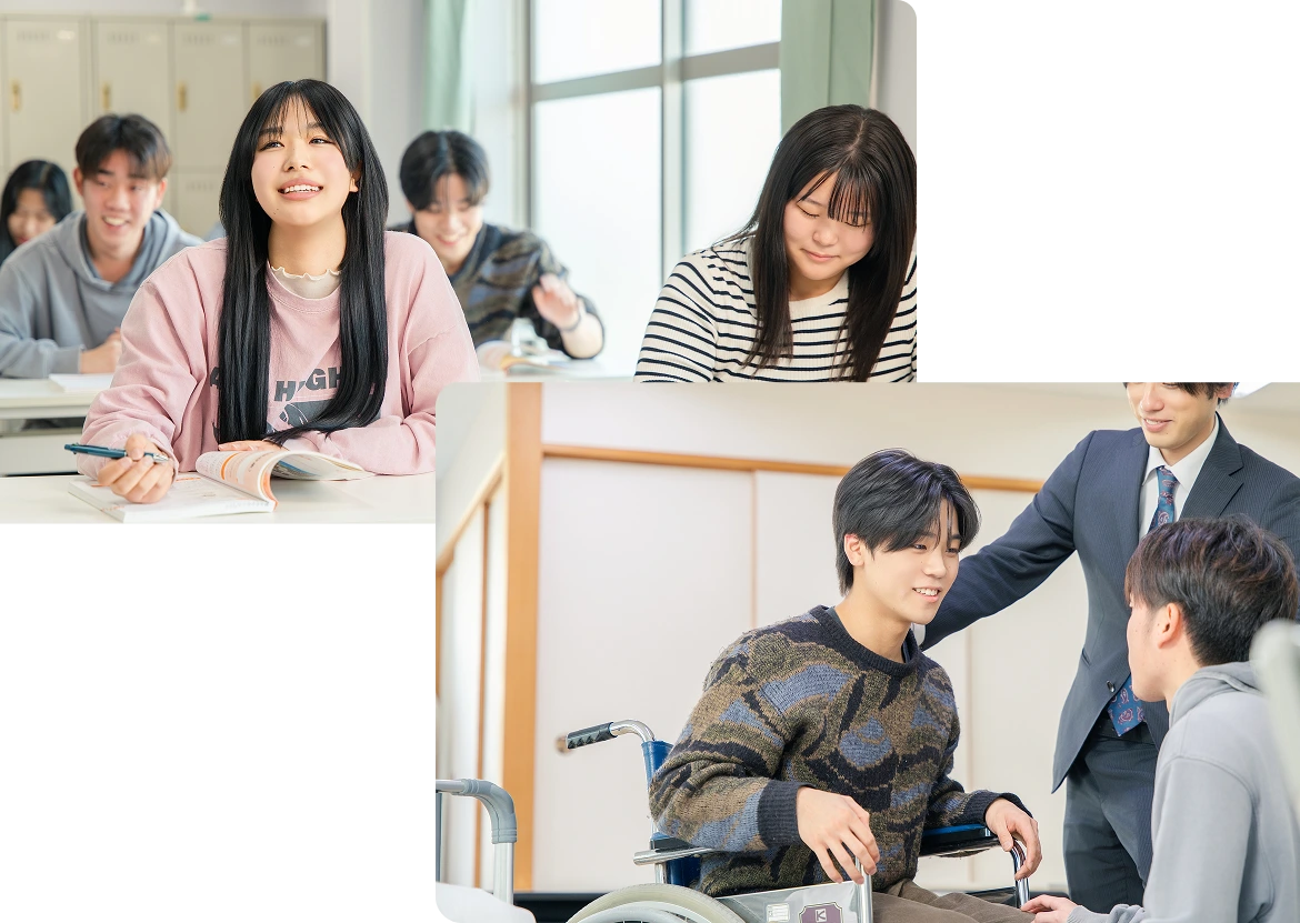 福祉の現場で活躍する卒業生の様子（就職・資格）